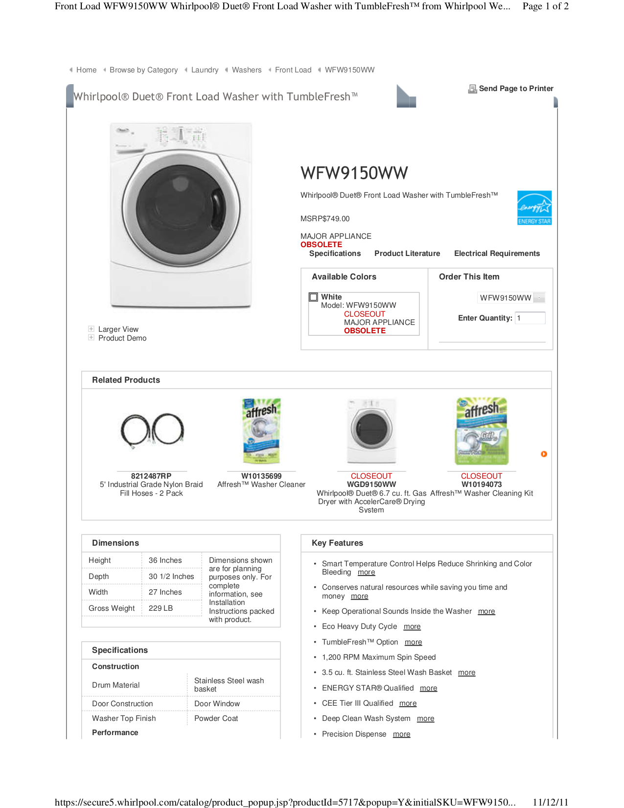 PDF manual for Whirlpool Dryer WED9050X