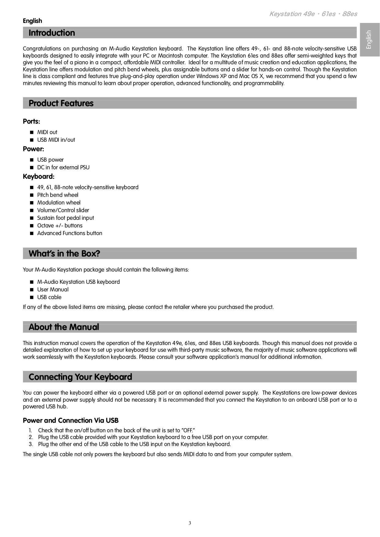 Download free pdf for M-Audio Keystation 61es Music Keyboard manual