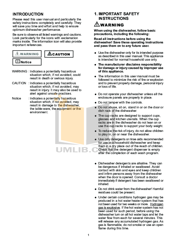 PDF manual for Blomberg Dishwasher DW14120