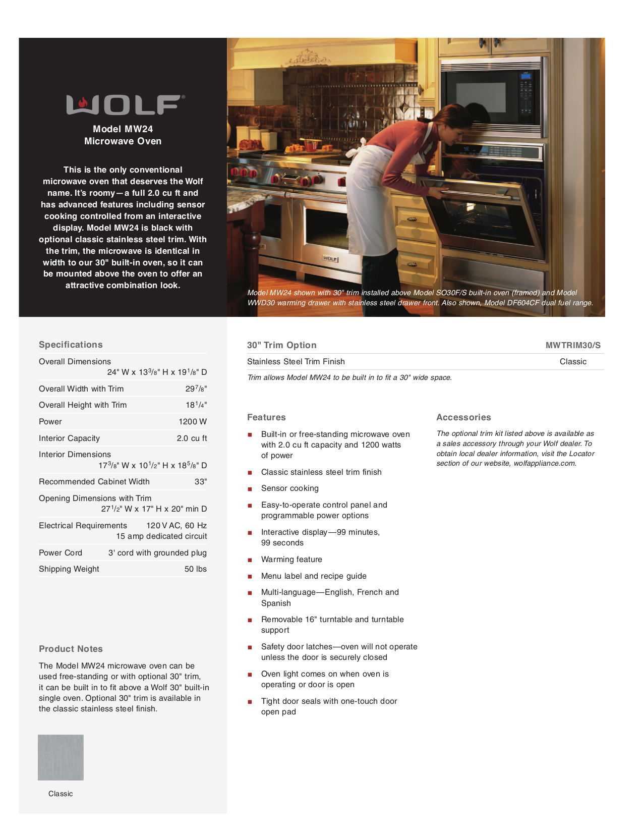Download free pdf for Wolf MW24 Oven manual