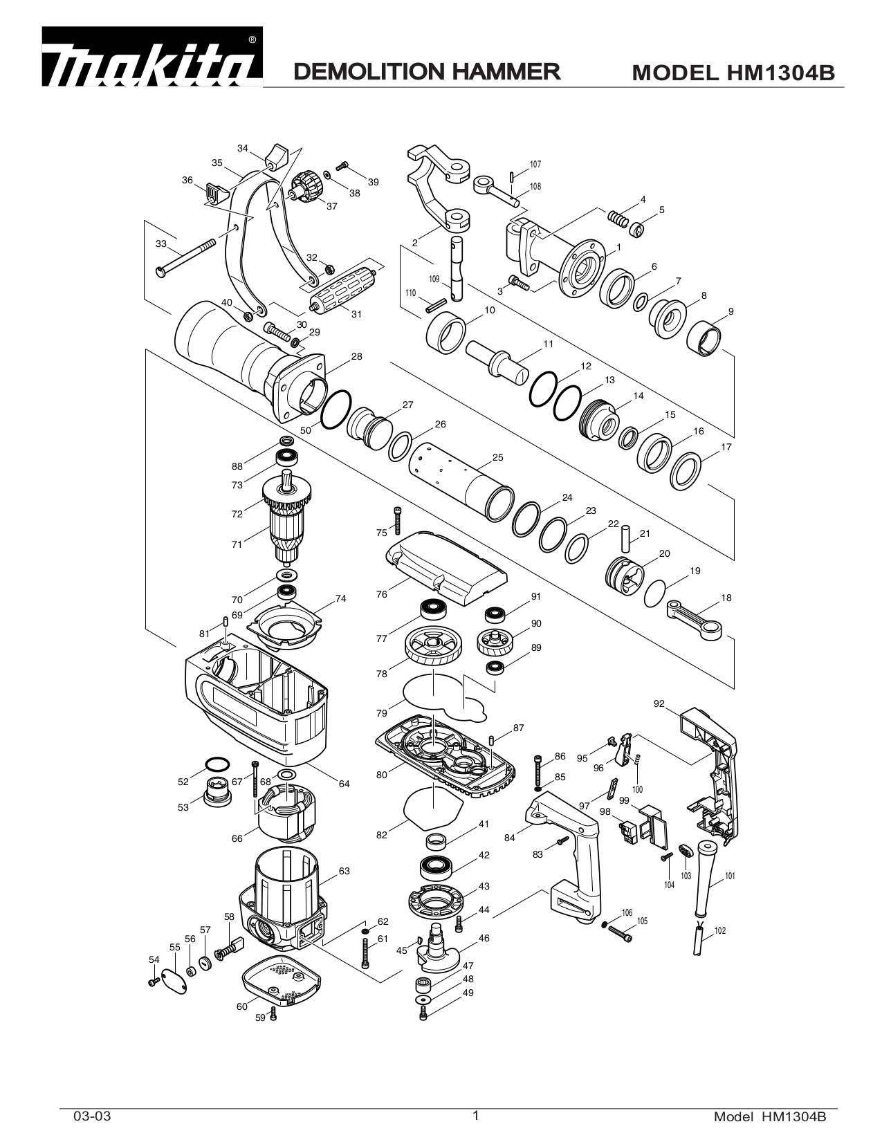 Download free pdf for Makita HM1304B Demolition Hammer Other manual