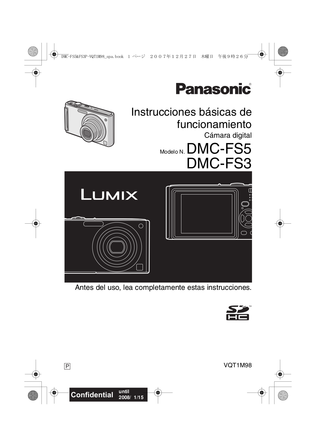 PDF manual for Panasonic Digital Camera Lumix DMC-FS5