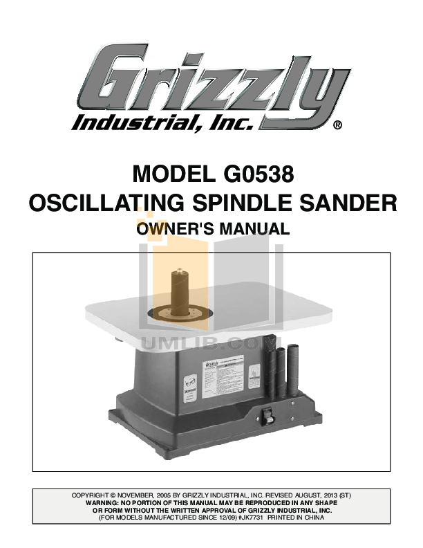 Download free pdf for Grizzly G0538 Sanders Other manual
