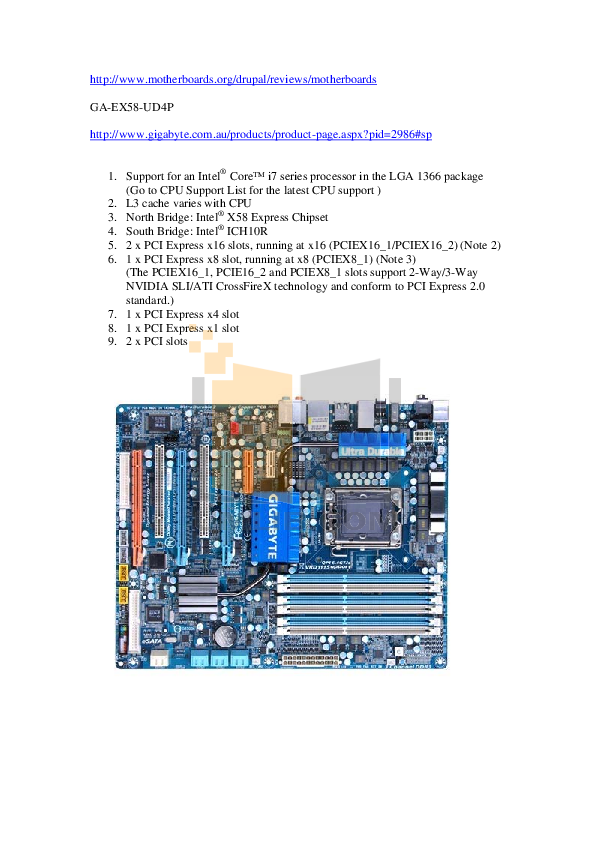 Download free pdf for Gigabyte GAEX58UD3R Motherboards Other manual