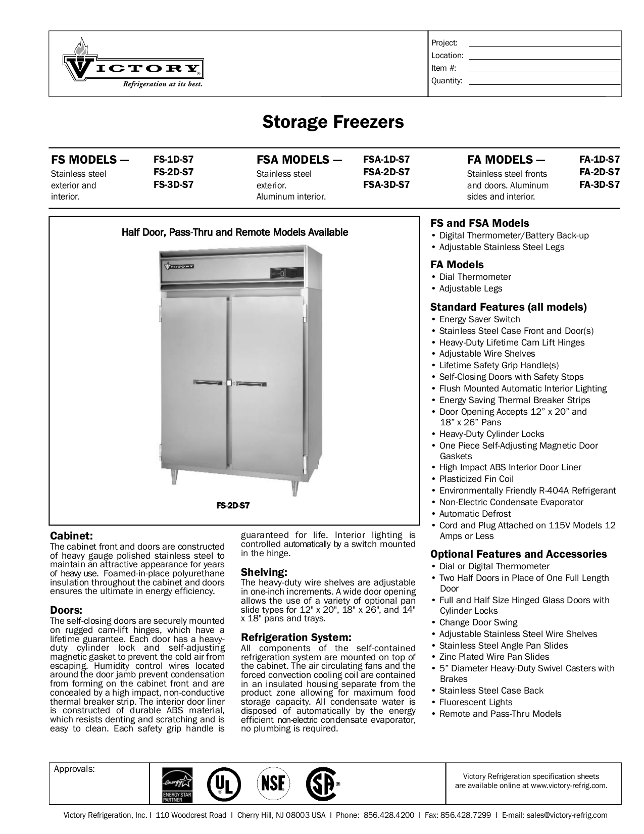 Download free pdf for Victory FS1DS7 Freezer manual