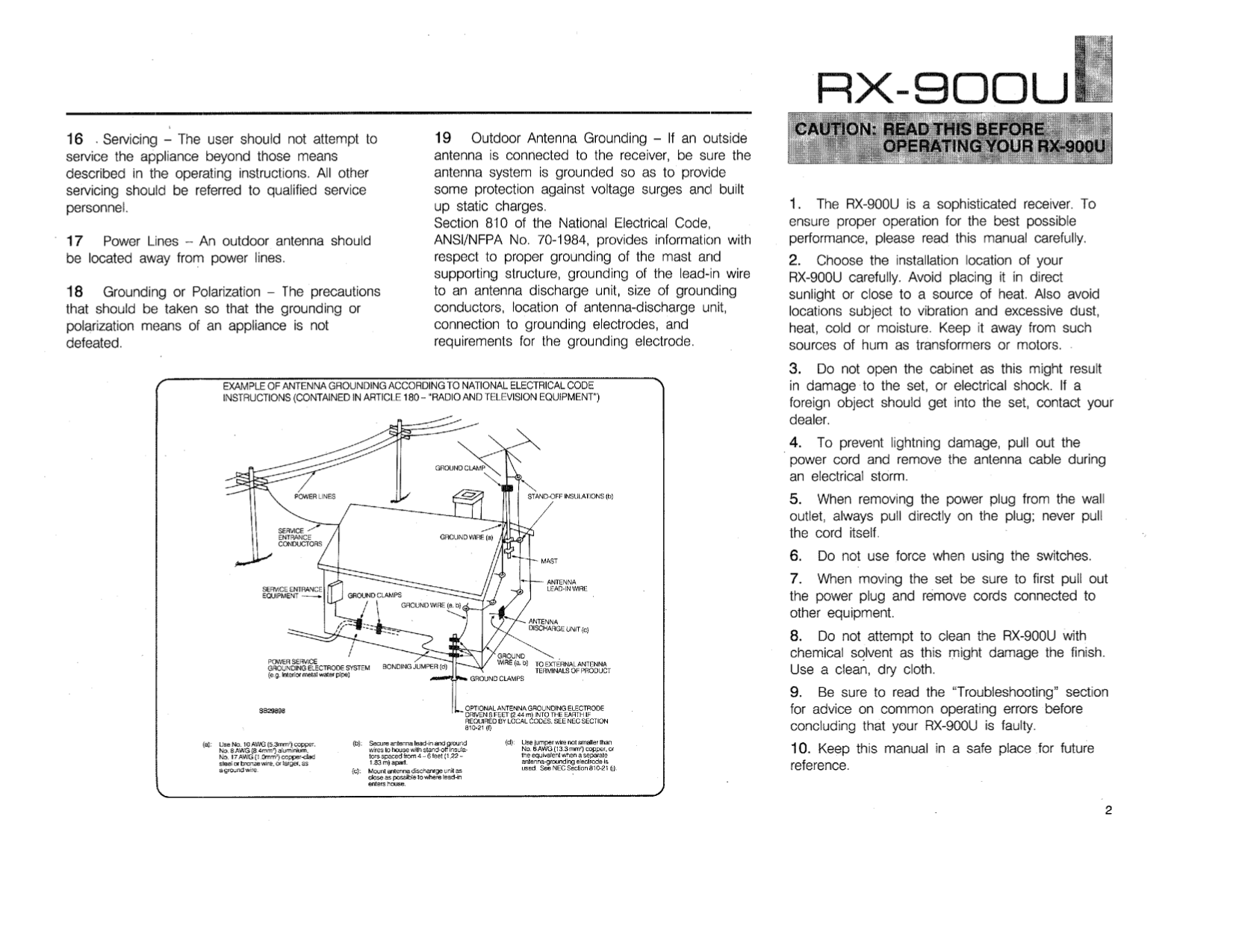 PDF manual for Yamaha Receiver RX-900U