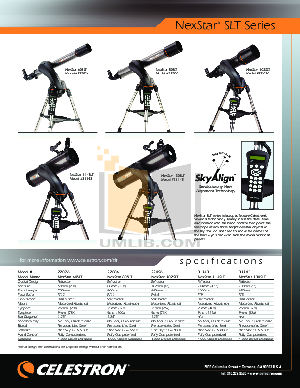 PDF manual for Celestron Telescope NexStar 102SLT