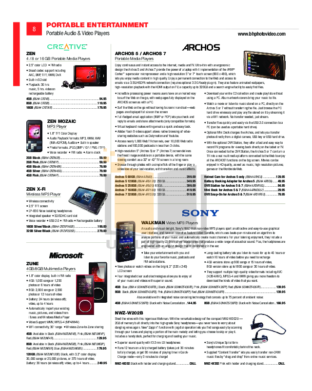 PDF manual for Creative MP3 Player ZEN Zen Mozaic 16GB