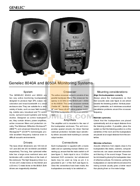 Download free pdf for Genelec 8050A Speaker manual