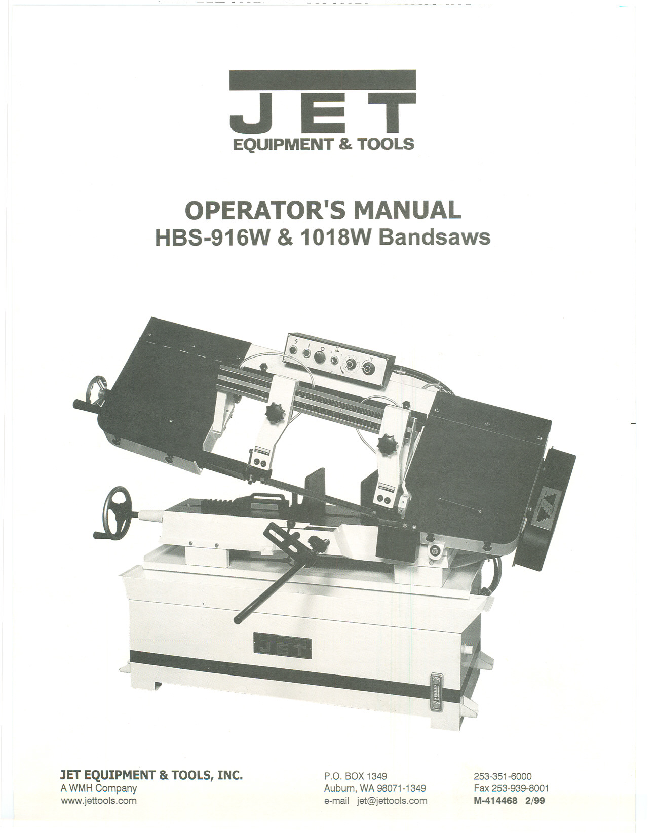 Download free pdf for Jet HBS916W Bandsaw Other manual