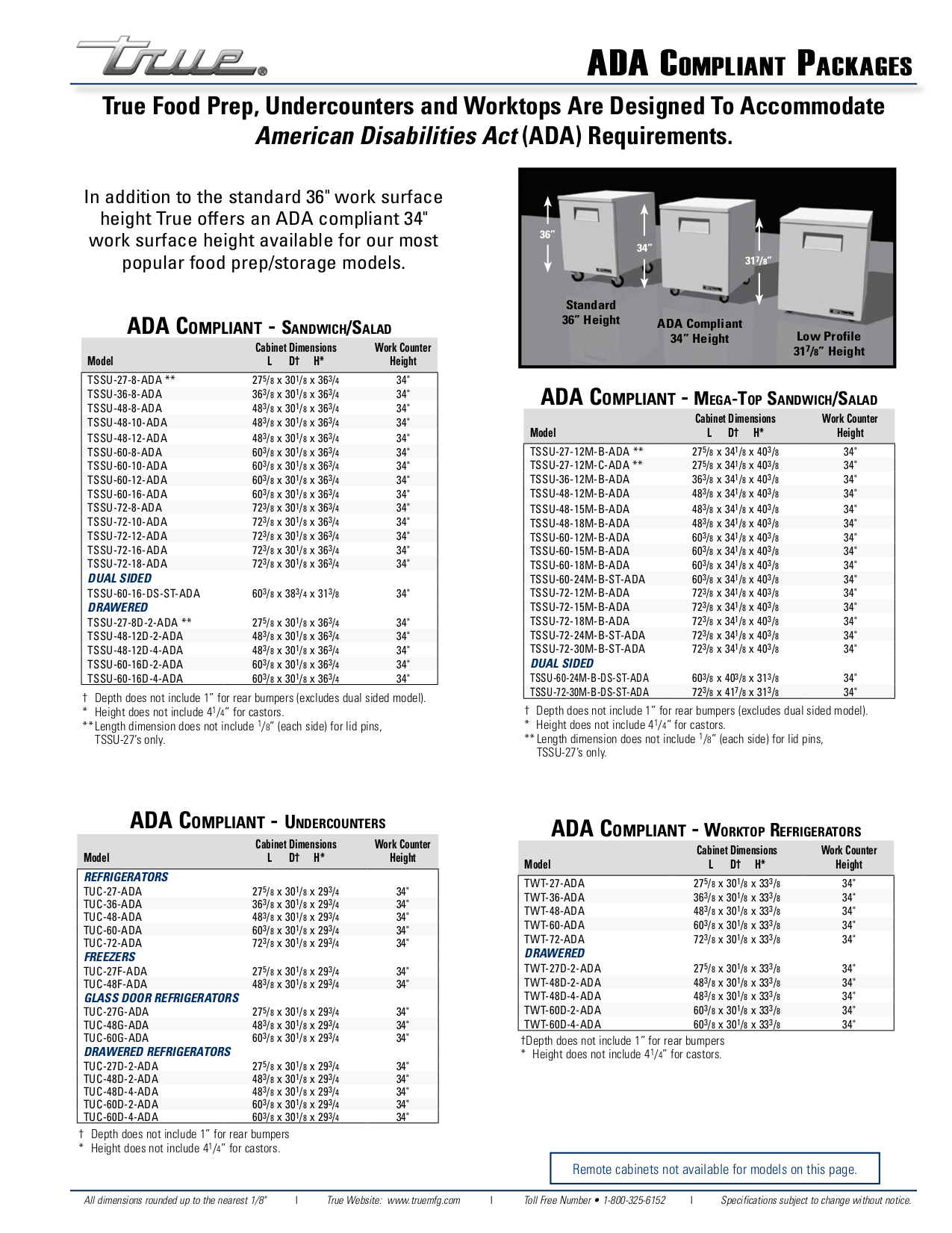 pdf for True Refrigerator TUC-27D-2-ADA manual