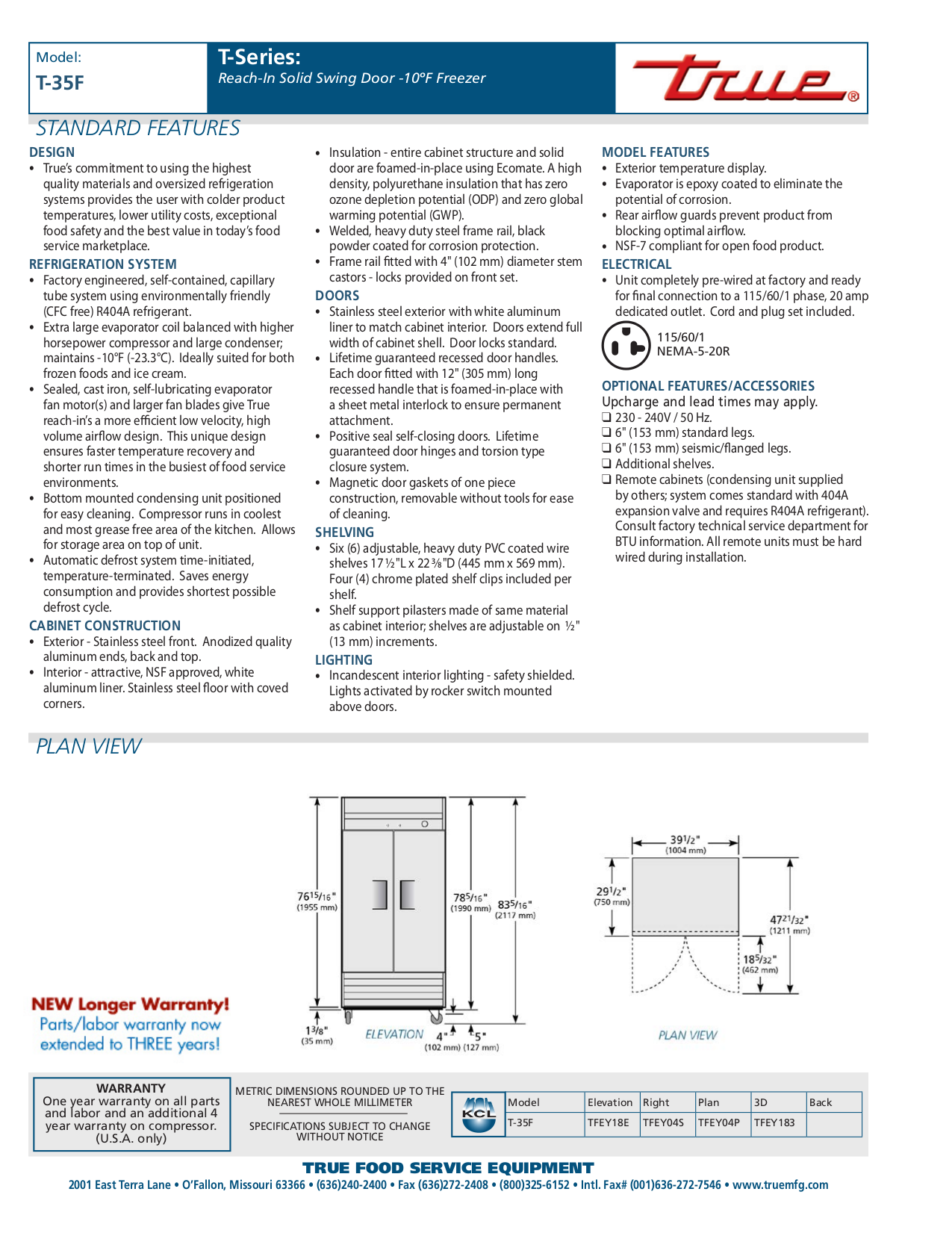 PDF manual for True Refrigerator T35