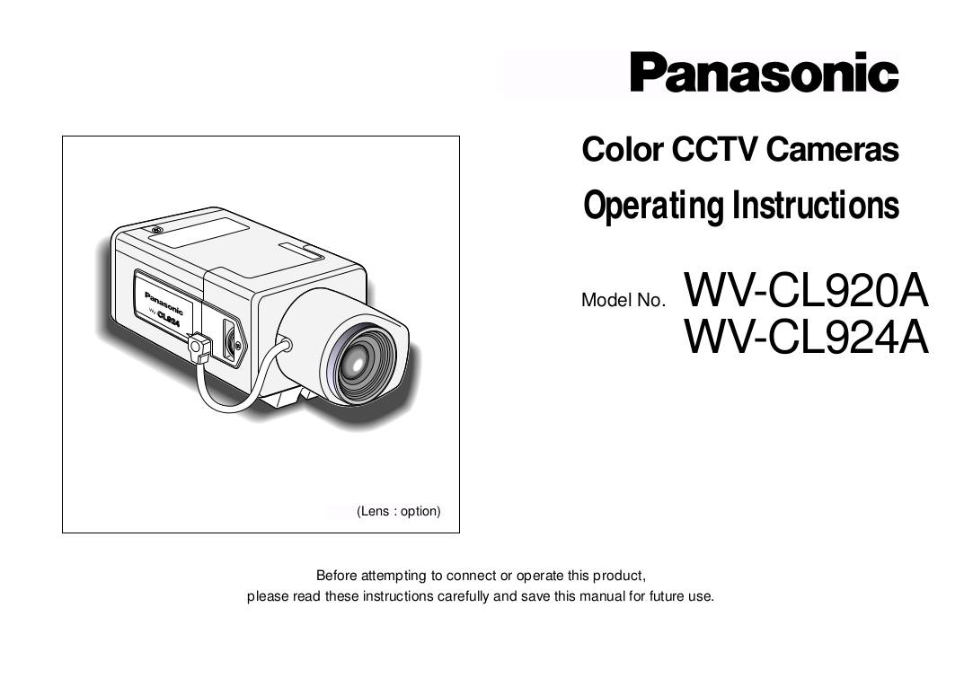 Download free pdf for Panasonic WVCL920A Security Camera manual
