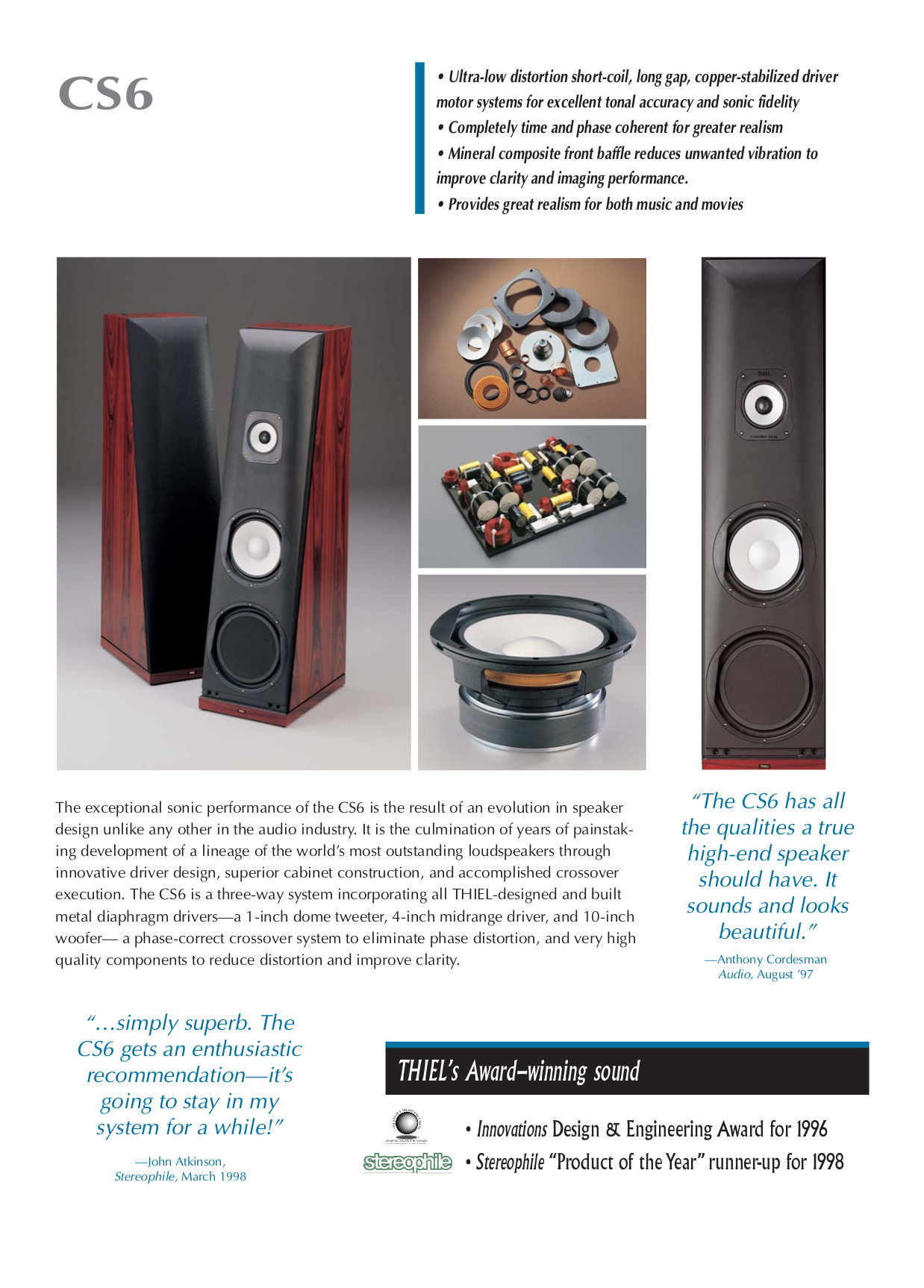 Download free pdf for Thiel CS6 Speaker manual