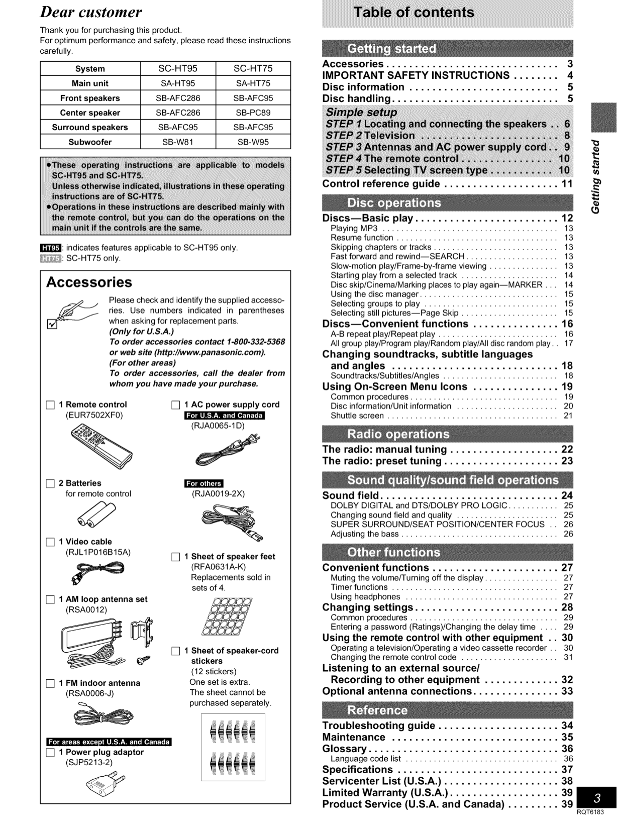 PDF manual for Panasonic Home Theater SA-HT75