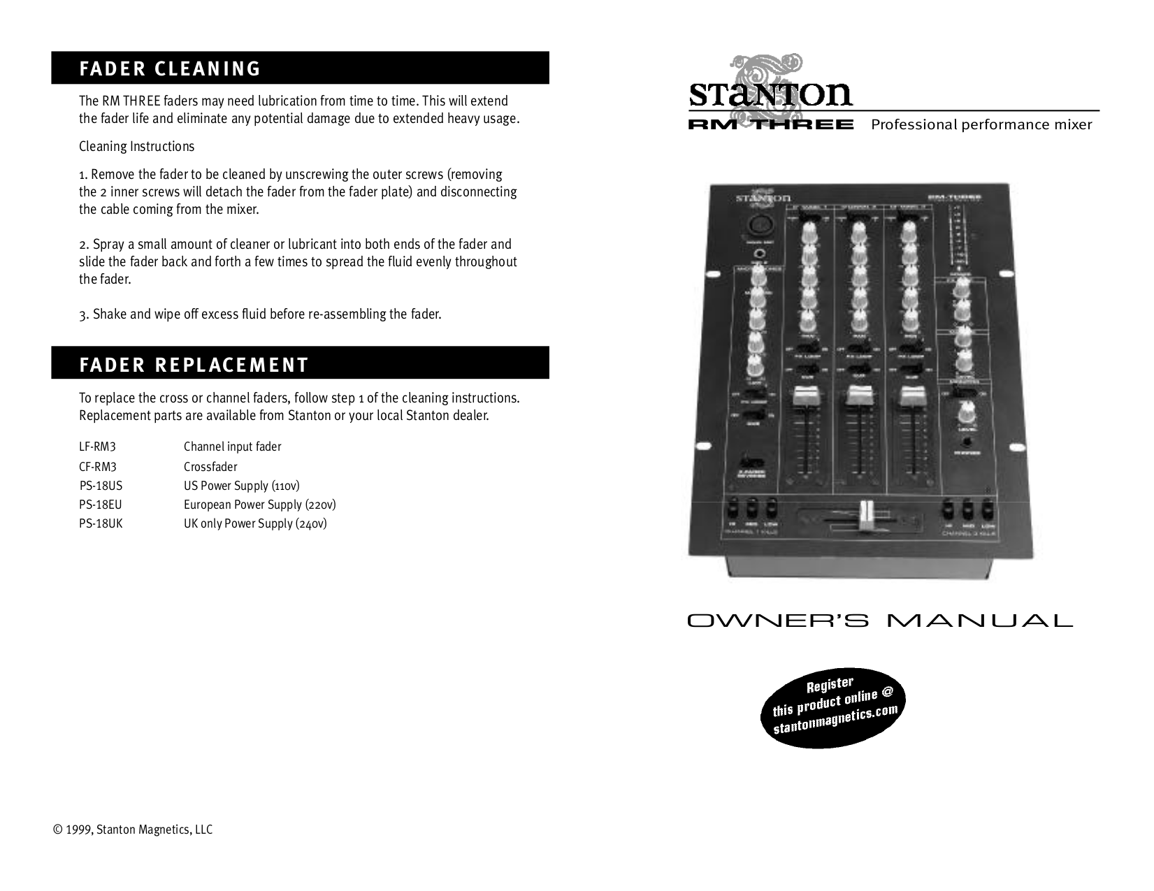 Download free pdf for Stanton RM-THREE Audio Mixers Other manual