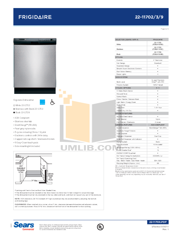 Frigidaire Gallery Dishwasher Owners Manual