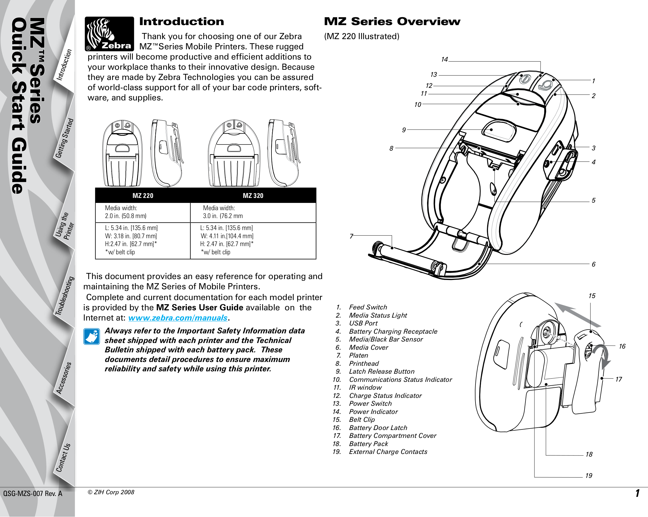 Download free pdf for Zebra MZ220 Printer manual