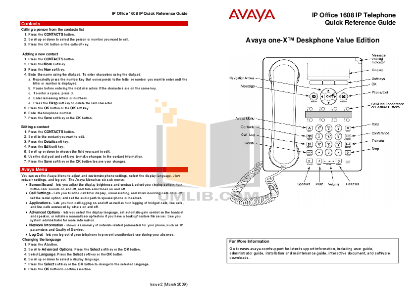 Avaya 1608 User Guide