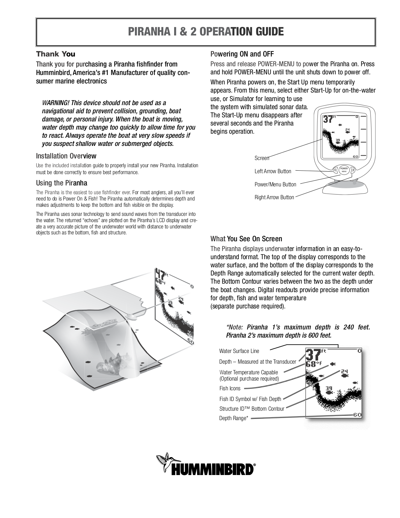 Humminbird Piranha 4 Manual