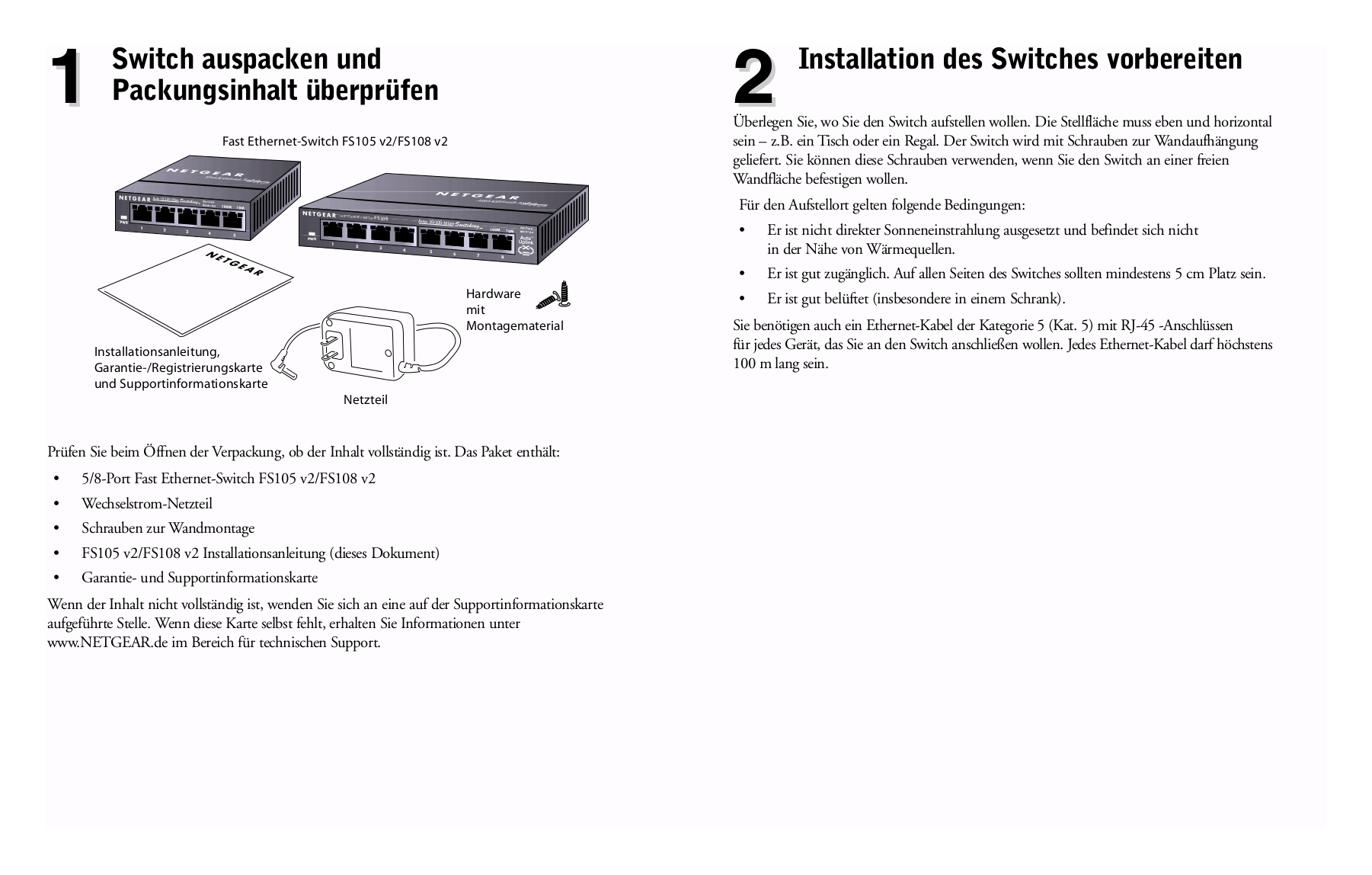 PDF manual for Netgear Switch FS105