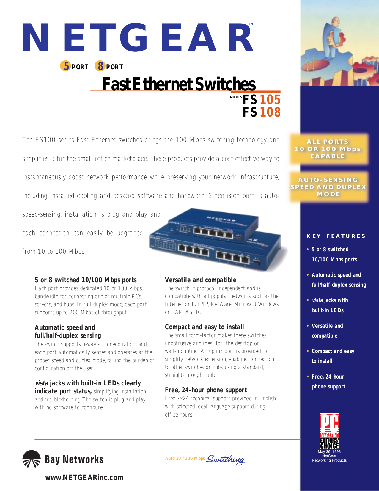 PDF manual for Netgear Switch FS105