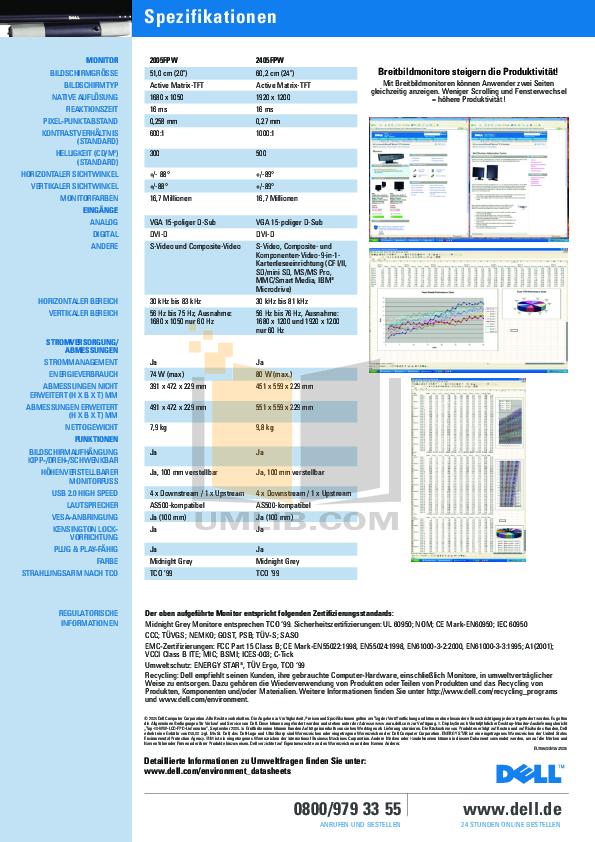 PDF manual for Dell Monitor UltraSharp 2005FPW