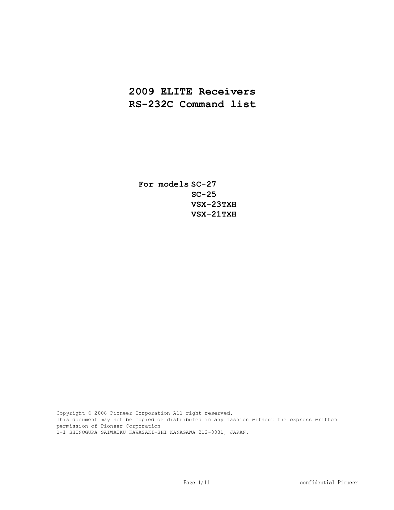 Download free pdf for Pioneer VSX-23TXH Receiver manual