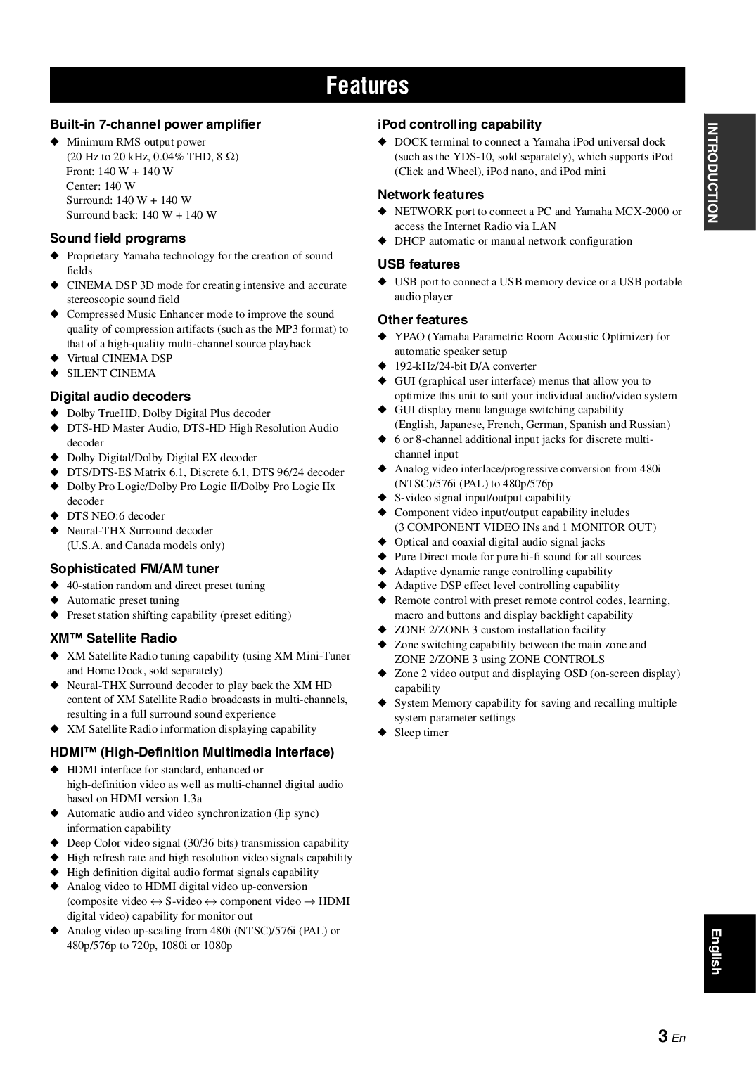 PDF manual for Yamaha Receiver RX-V3800