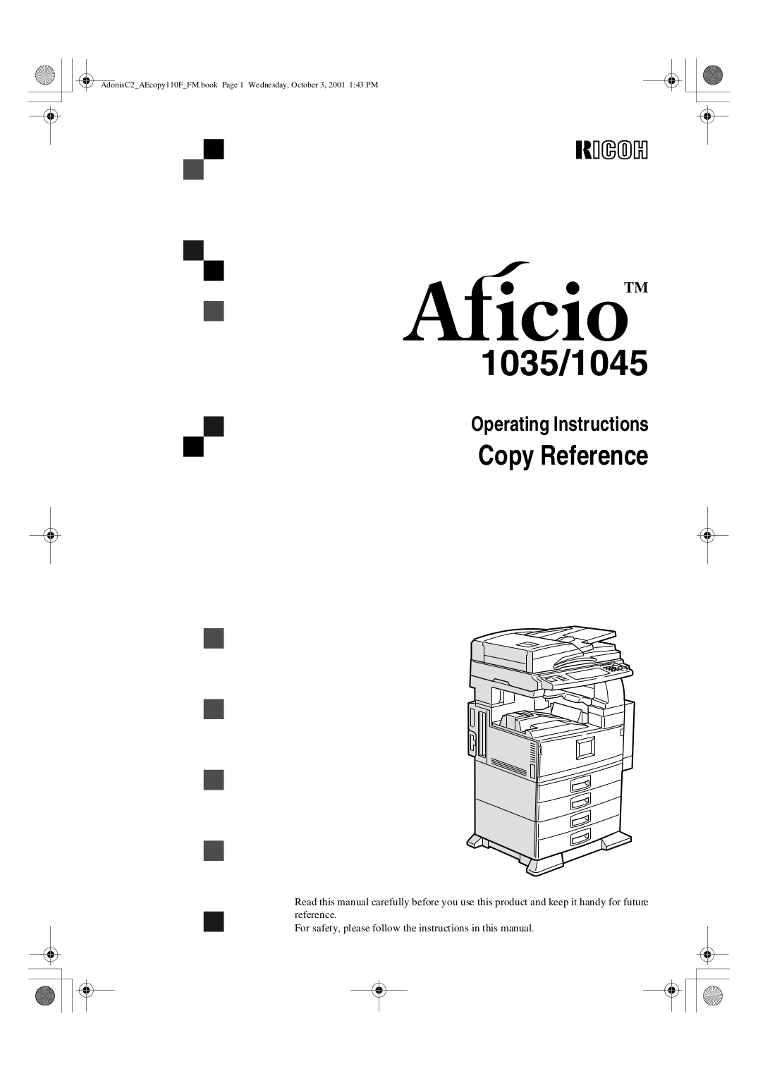 Ricoh Multifunction Printer Aficio 1035 pdf page preview