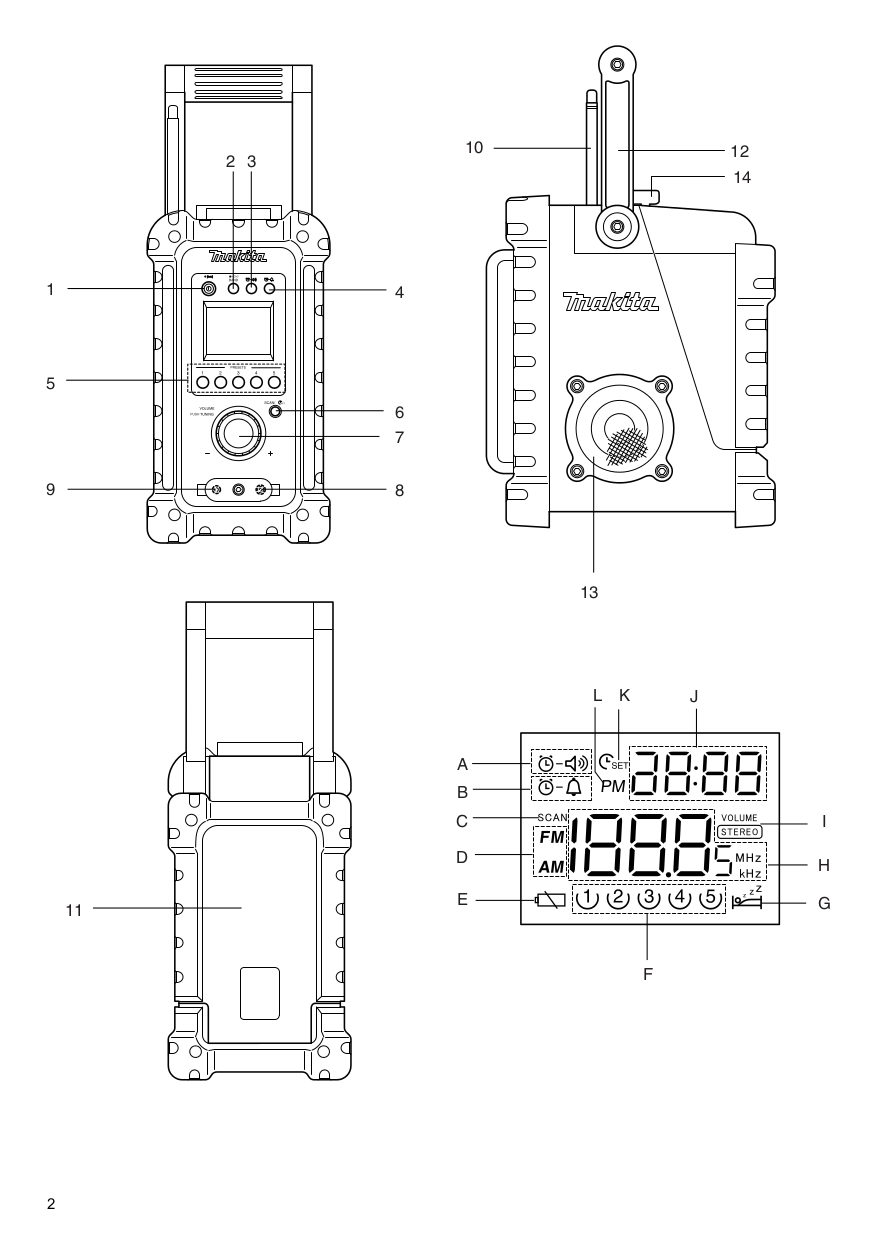 PDF manual for Makita Radio BMR100