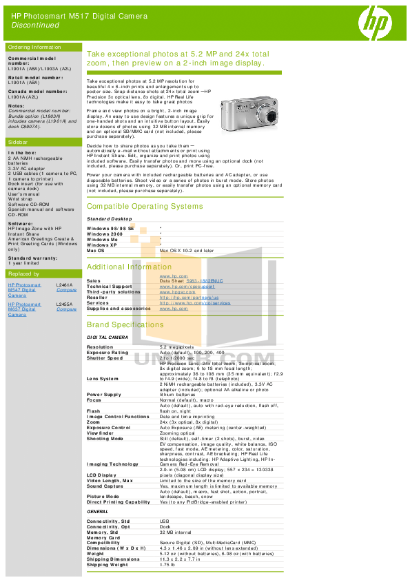 pdf for HP Digital Camera Photosmart M517 manual