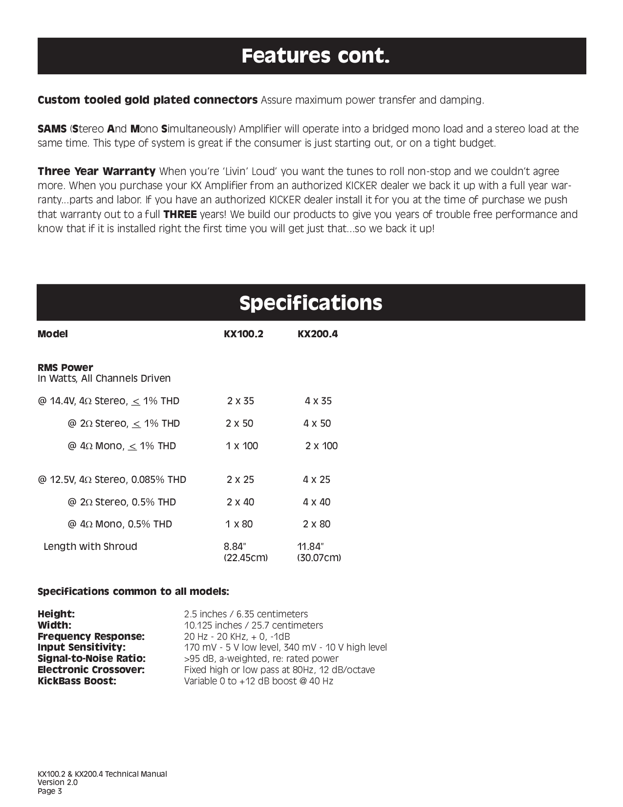 PDF manual for Kicker Car Amplifier KX200.2