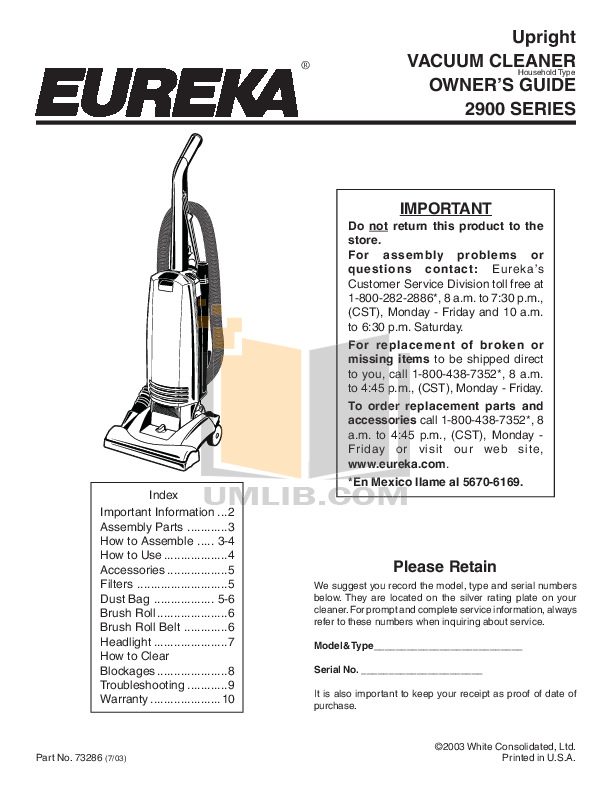 Download free pdf for Eureka Maxima 4700D Vacuum manual