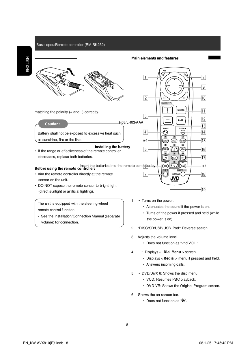 PDF manual for JVC Car Video KW-AVX810