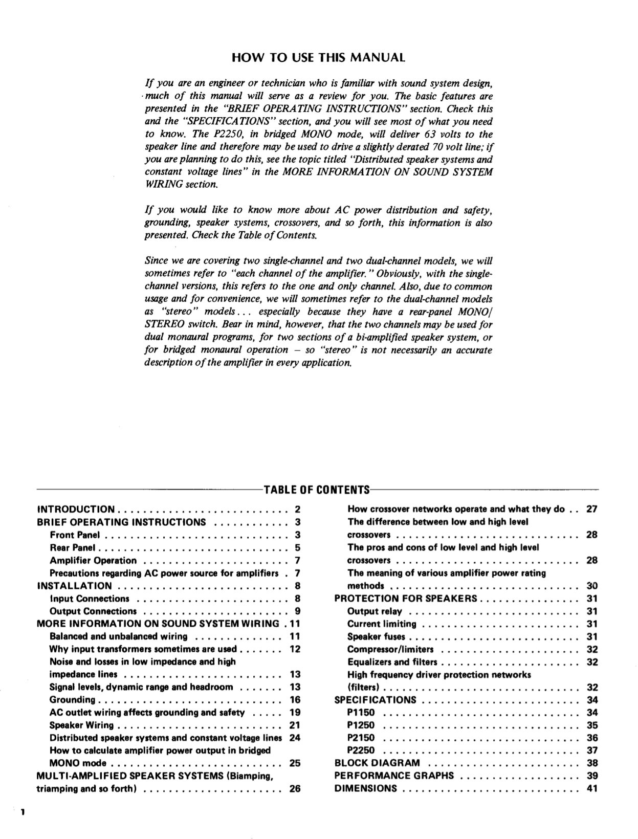 PDF manual for Yamaha Amp P1150