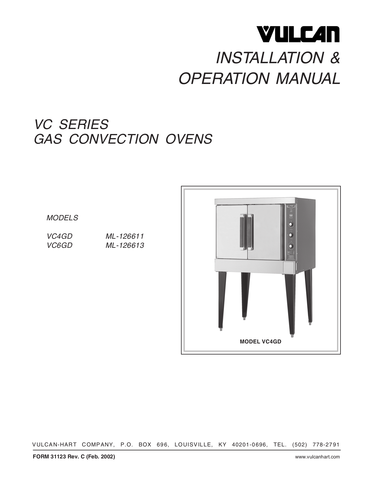 Download free pdf for Vulcan VC4GD Oven manual