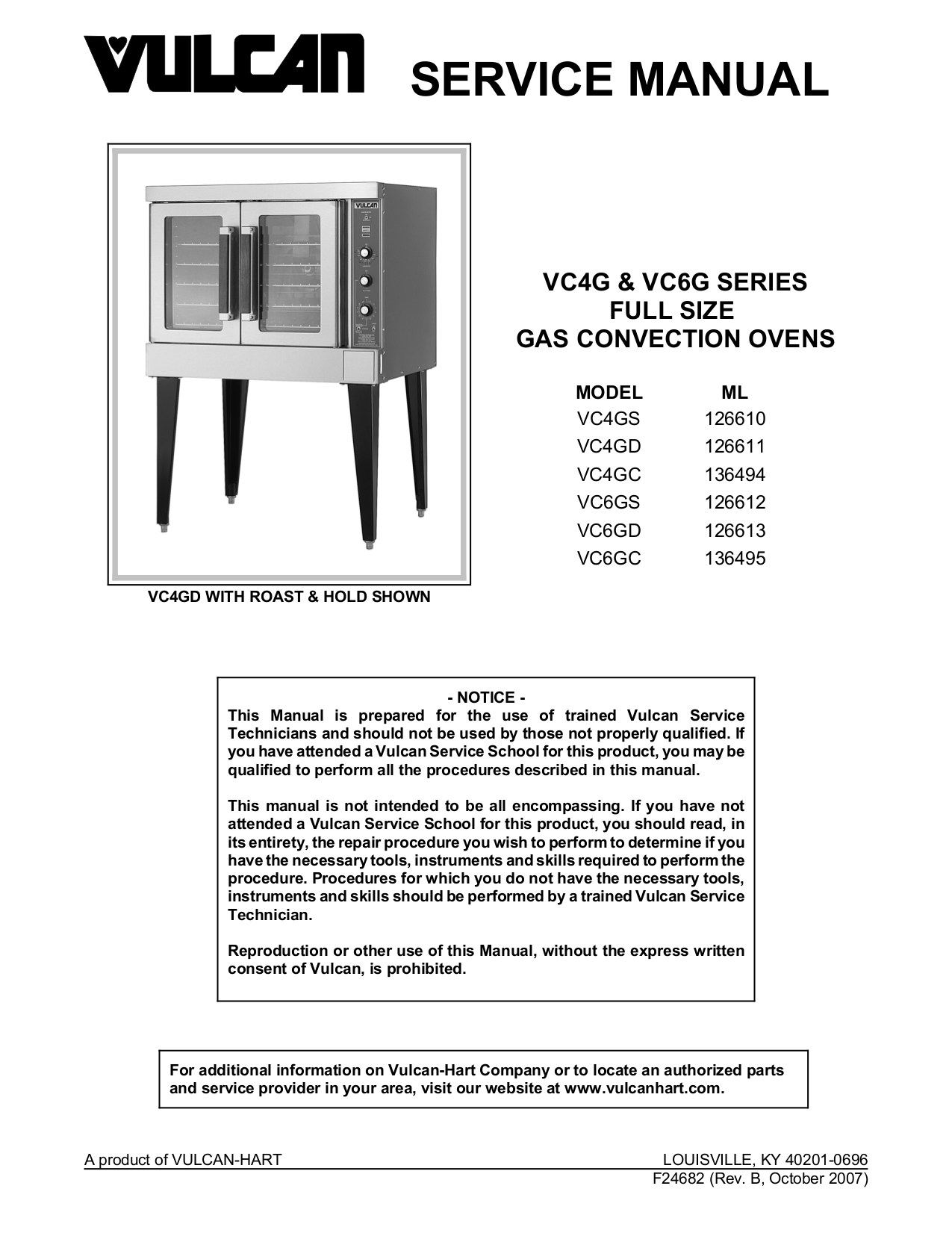 Download free pdf for Vulcan VC4GD Oven manual