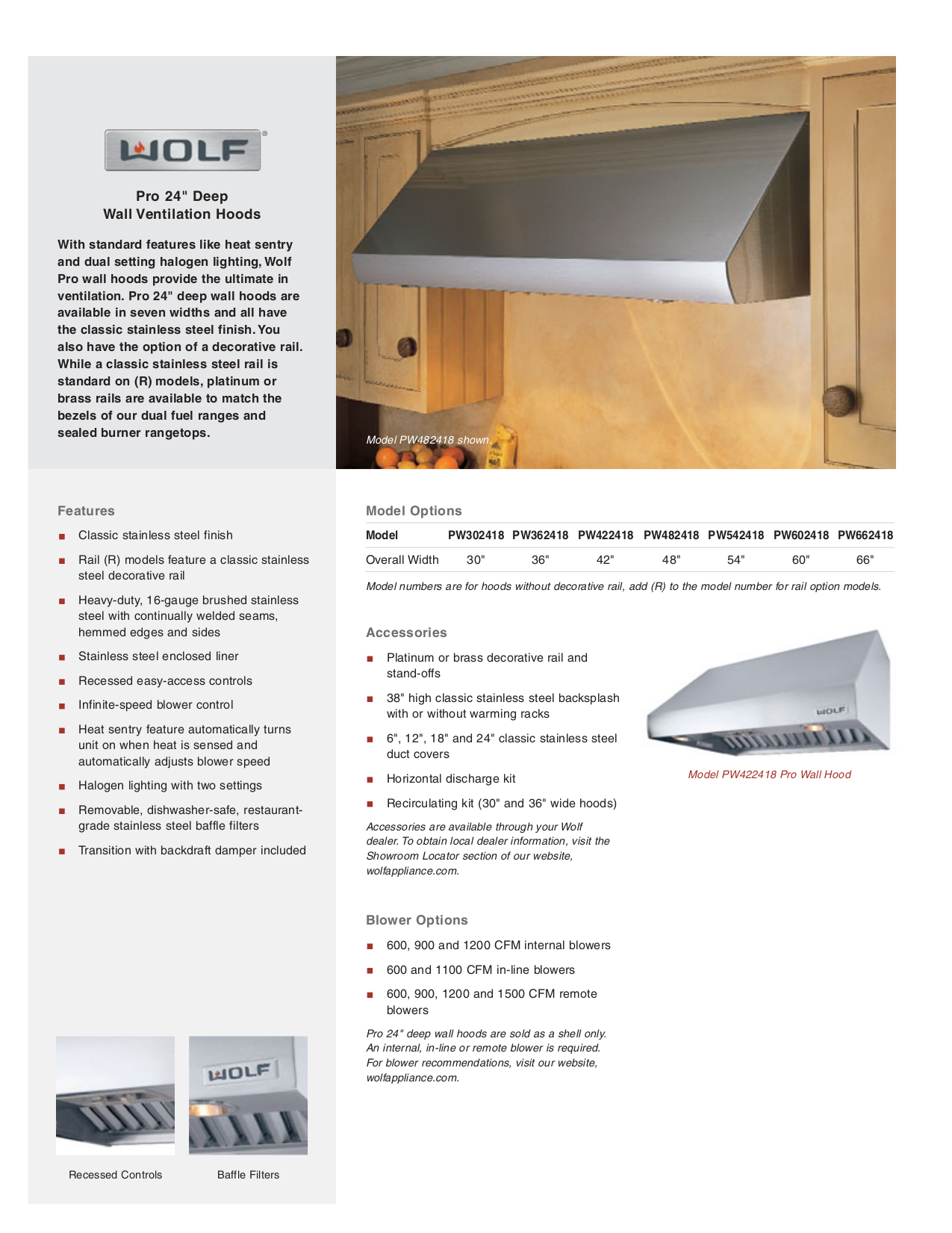Wolf Range Hoods Download free pdf for Wolf PW482418 Hoods Other manual