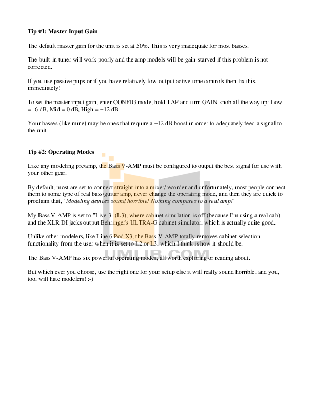 Pdf Manual For Behringer Amp Bass V Amp Pro