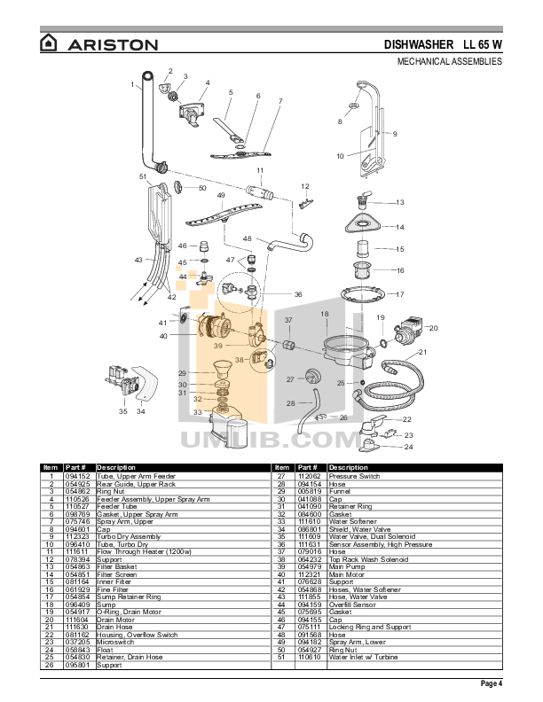 PDF manual for Ariston Dishwasher LL 65 W NA