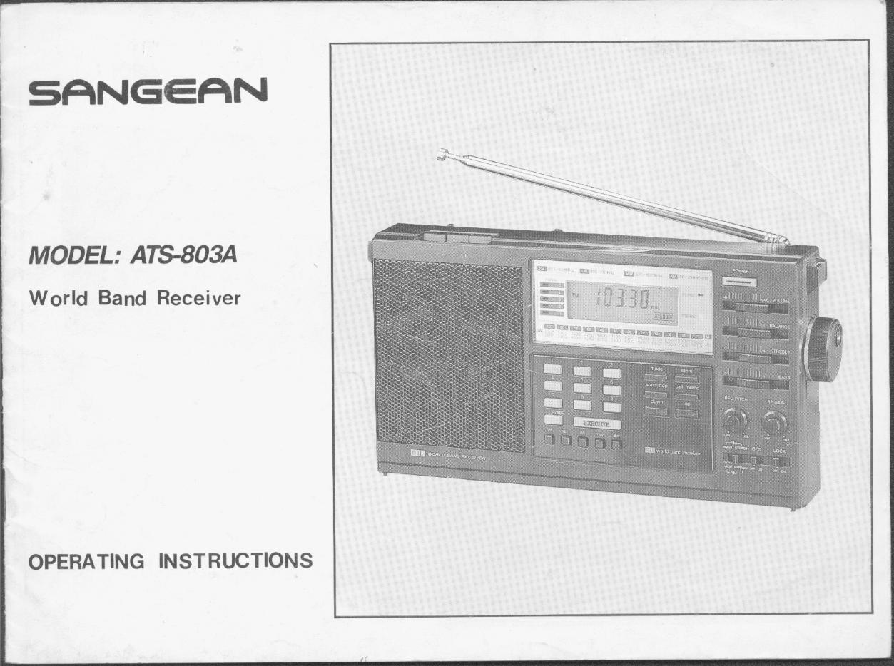 PDF manual for Sangean Radio ATS803A