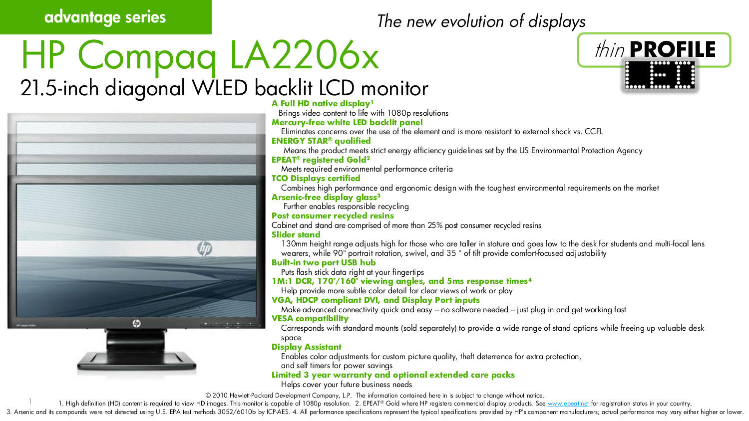 Download free pdf for HP Compaq LA2206x Monitor manual