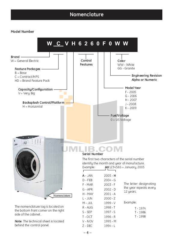 PDF manual for GE Washer WCVH6260FWW