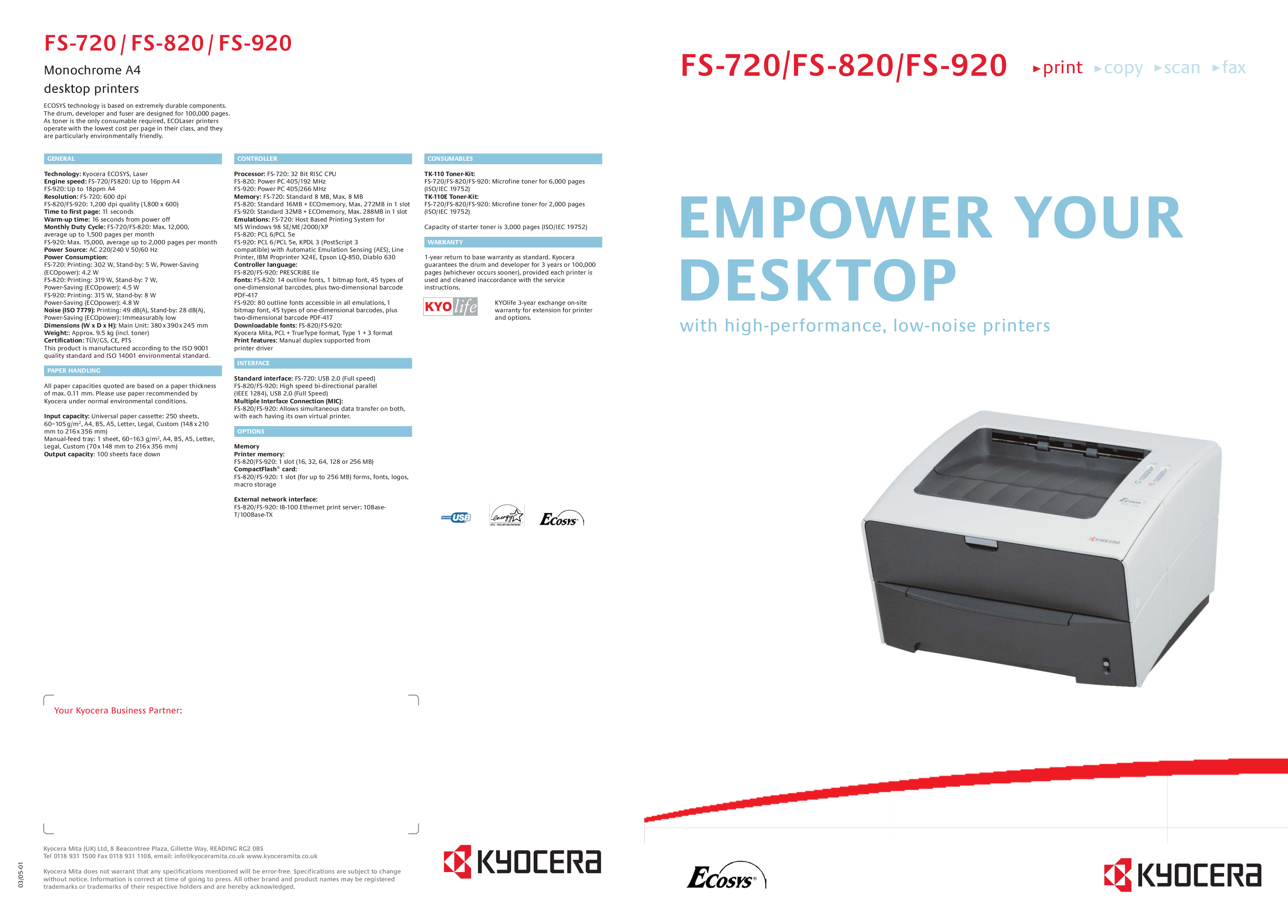 PDF manual for Kyocera Printer FS-920