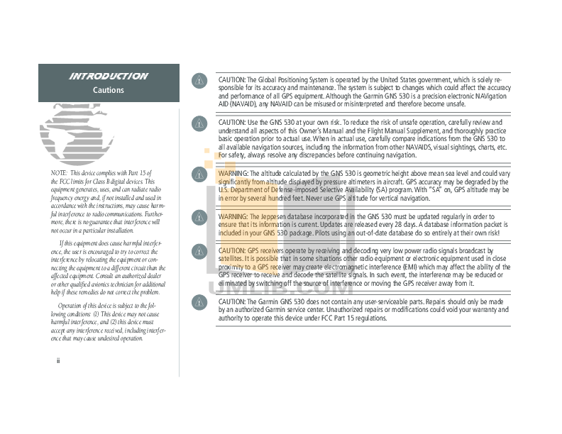 PDF manual for Garmin GPS GNS 530