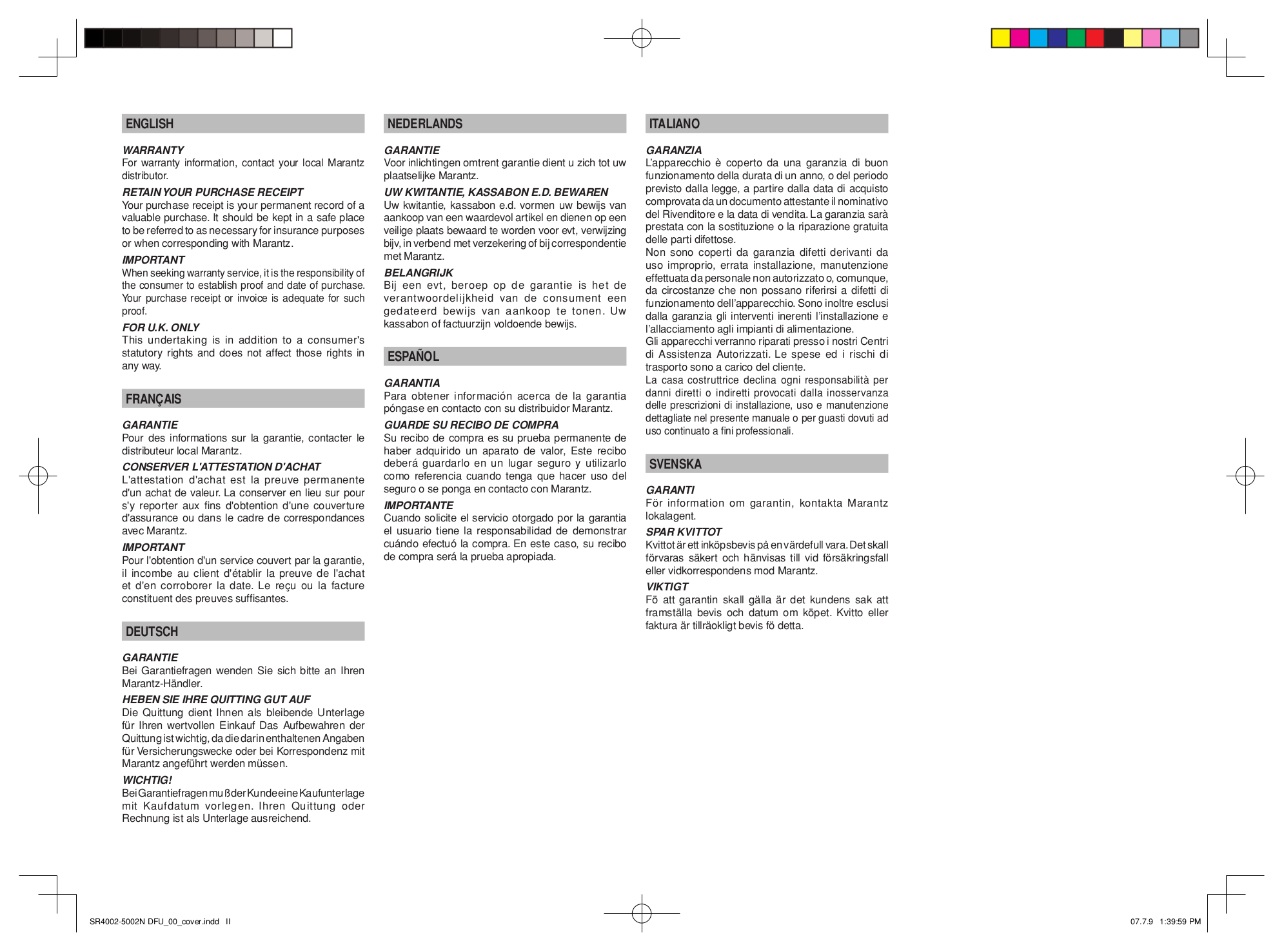 PDF manual for Marantz Receiver SR5002