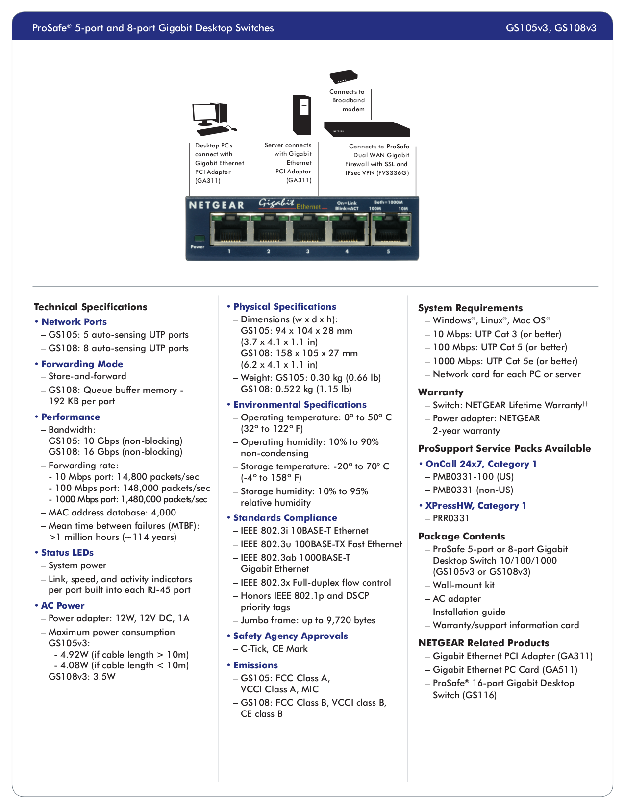 PDF manual for Netgear Switch ProSafe GS108