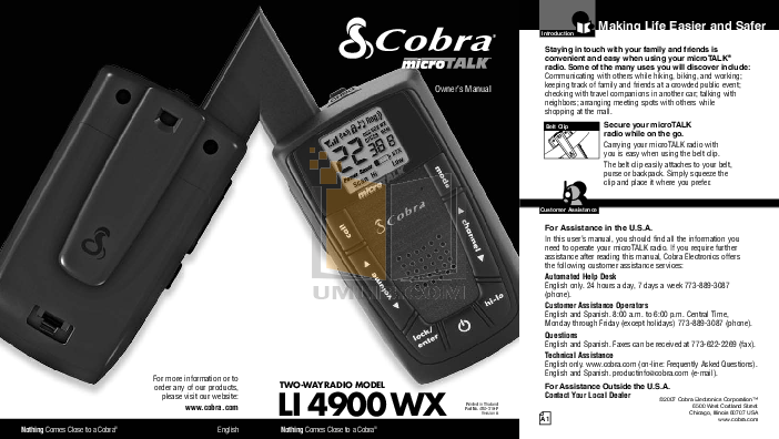 Download free pdf for Cobra microTALK LI4900-WX 2-way Radio manual