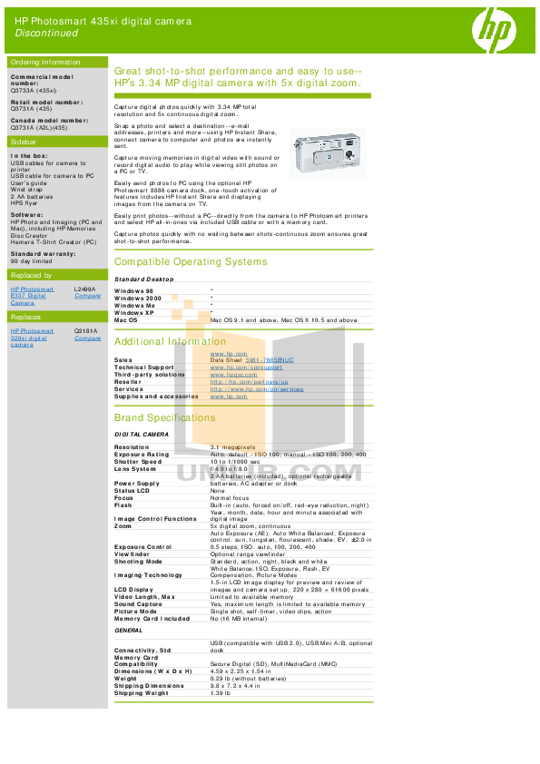 pdf for HP Digital Camera Photosmart 435 manual